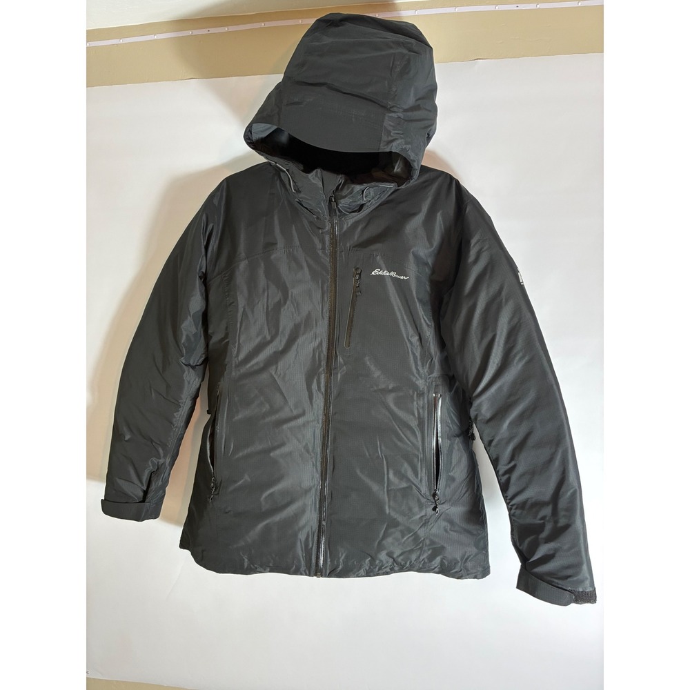 Eddie Bauer First Ascent Black Hooded Puffer Jacket Womens Large Gorpcore Hiking